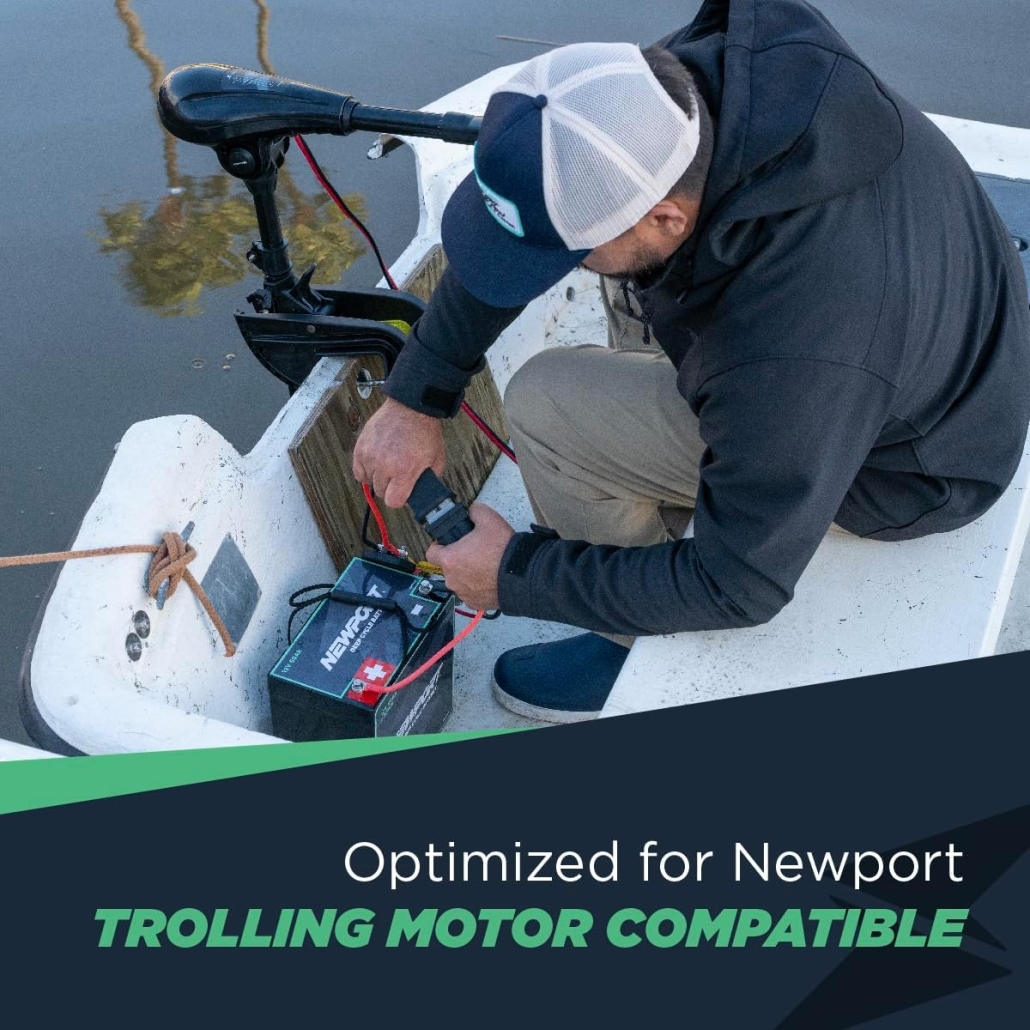 Newport 12V50Ah Deep Cycle Heavy-Duty Marine Battery, Lightweight Sealed AGM, Trolling Motor Compatible