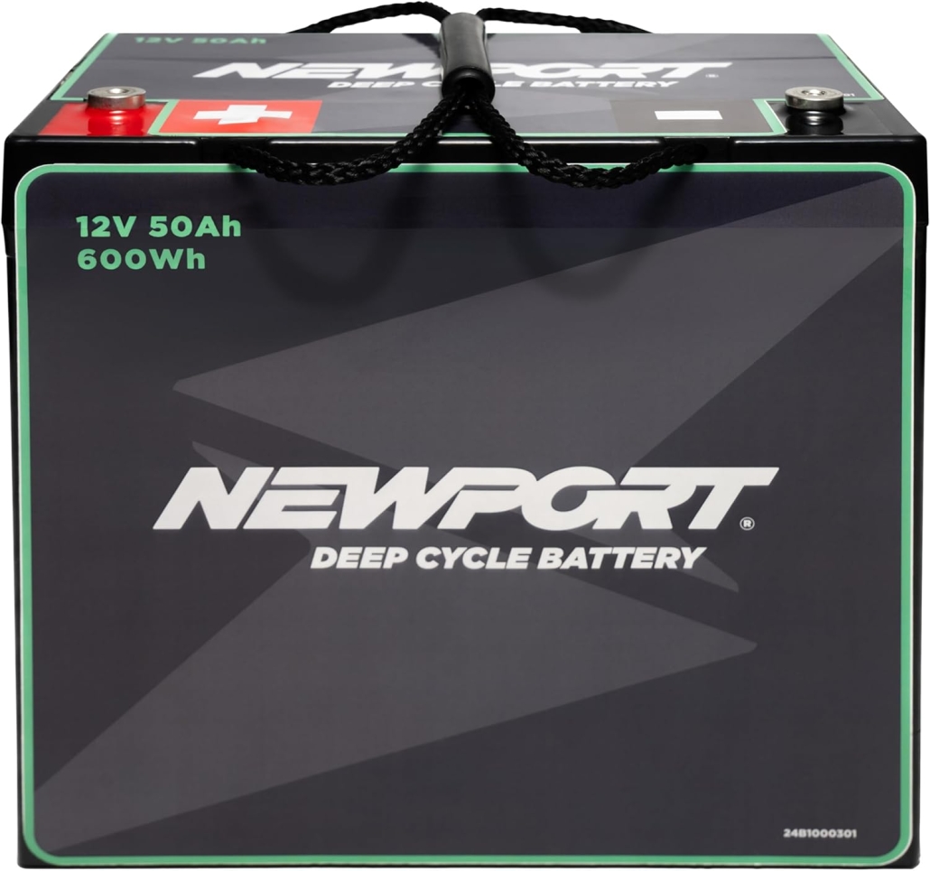 Newport 12V50Ah Deep Cycle Heavy-Duty Marine Battery, Lightweight Sealed AGM, Trolling Motor Compatible